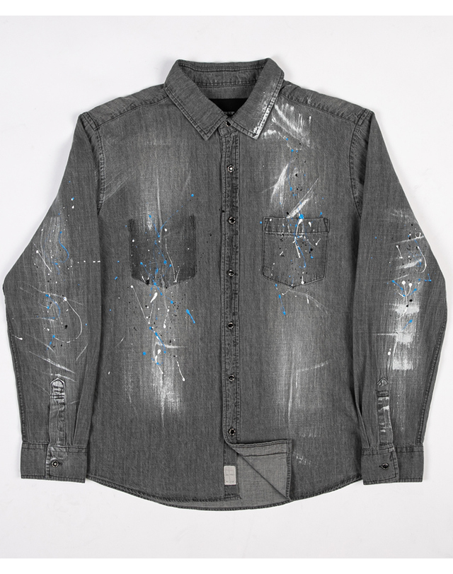 스트라이크 스플래시 데님 셔츠 Splash Denim Shirt (GREY) 착용컷