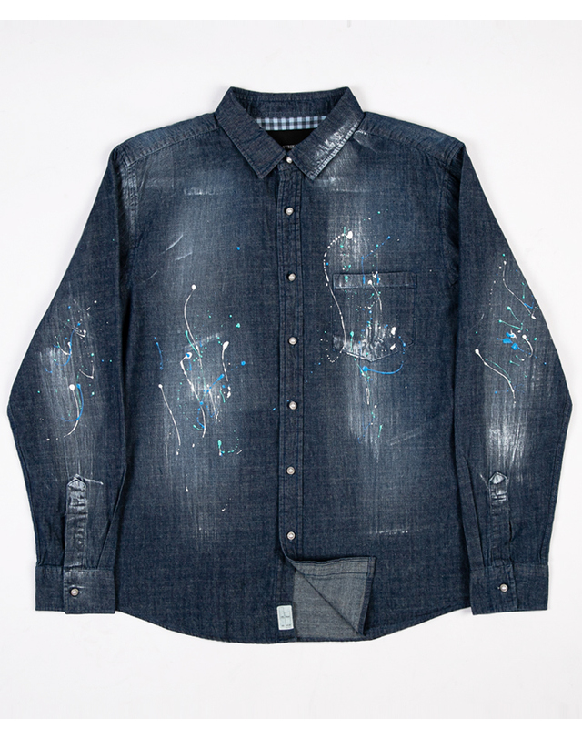 스트라이크 스플래시 데님 셔츠 Splash Denim Shirt (DARK DENIM) 착용컷