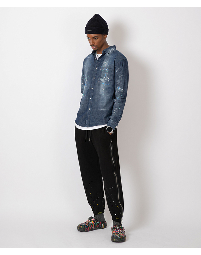 스트라이크 스플래시 데님 셔츠 Splash Denim Shirt (DARK DENIM) 착용컷