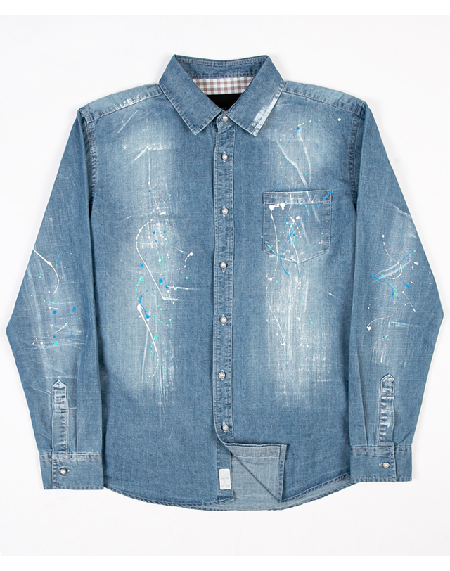 스트라이크 스플래시 데님 셔츠 Splash Denim Shirt (DENIM) 착용컷