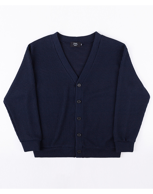 스트라이크 드롭 숄더 루즈 가디건 (NAVY) 착용컷