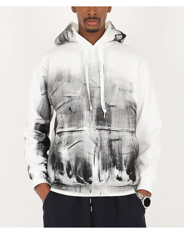 Studded Logo Painting White Hoodie