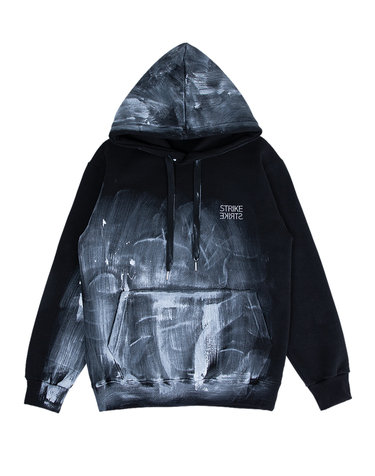 Studded Logo Painting Black Hoodie