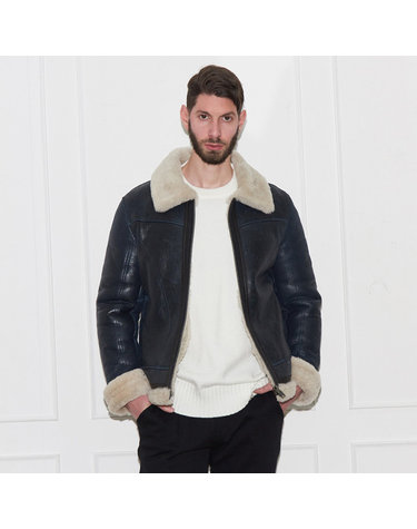 컨투어드 램스킨 쉐어링 무톤 재킷 Contoured Lambskin Shearling Mouton Jacket (NAVY)