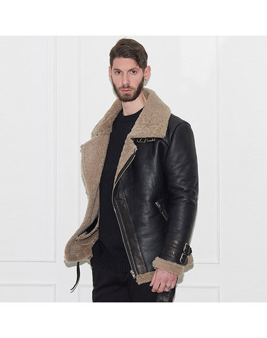 램스킨 무톤 라이더 재킷 Lambskin Mouton Rider Jacket (BLACK)