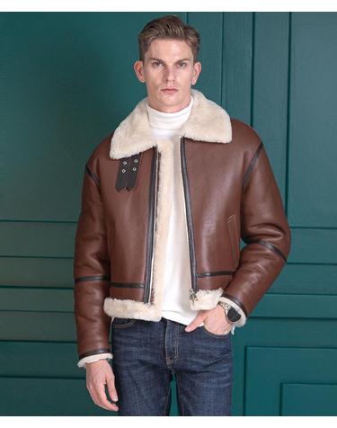 아우라노스 램스킨 쉐어링 재킷 Ouranos Lambskin Shearling Jacket (BROWN)