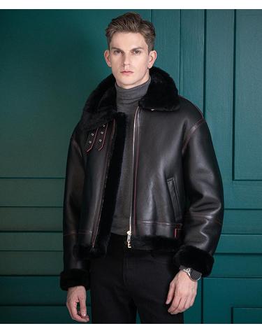 아우라노스 램스킨 쉐어링 재킷 Ouranos Lambskin Shearling Jacket (BLACK)