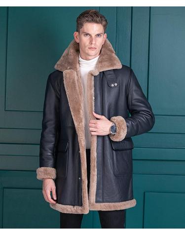 아틀라스 램스킨 쉐어링 코트 Atlas Lambskin Shearling Coat (NAVY)