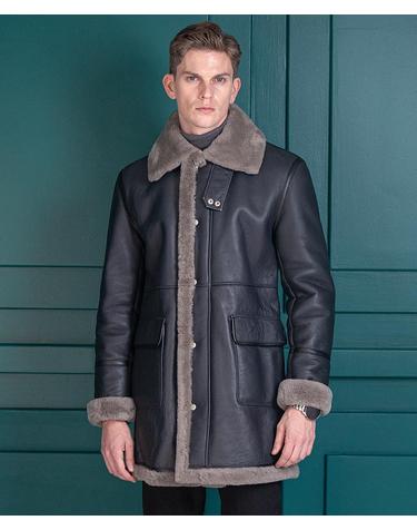 아틀라스 램스킨 쉐어링 코트 Atlas Lambskin Shearling Coat (NAVY)