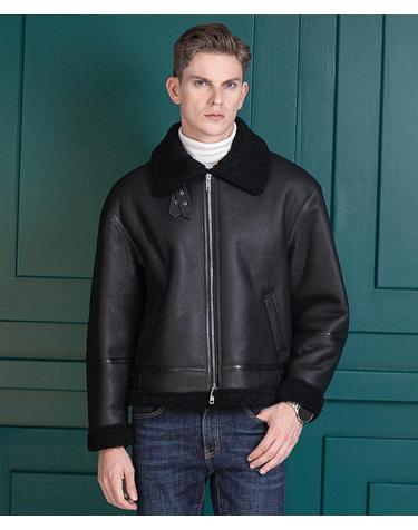 크로노스 램스킨 쉐어링 무톤 재킷 Chronos Lambskin Shearling Mouton Jacket (BLACK)