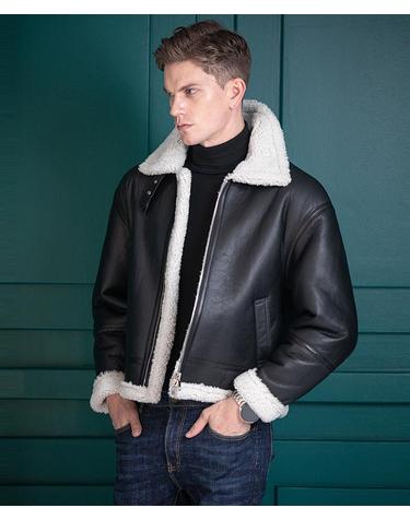 크로노스 램스킨 쉐어링 무톤 재킷 Chronos Lambskin Shearling Mouton Jacket (BLACK)