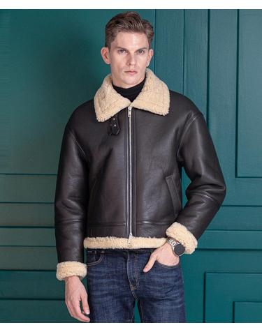 크로노스 램스킨 쉐어링 무톤 재킷 Chronos Lambskin Shearling Mouton Jacket (BROWN)