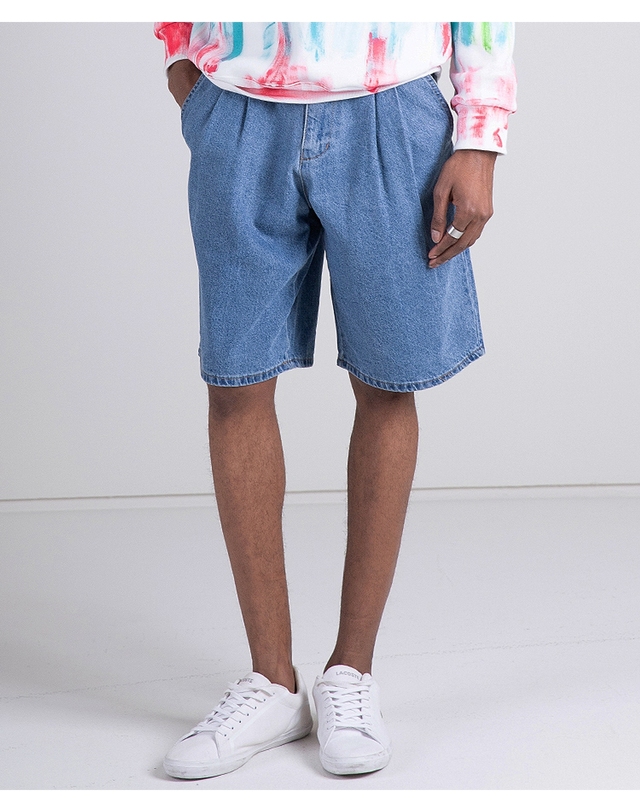 스트라이크 Washed Denim Wide Fit Shorts (3COLOR) 착용컷