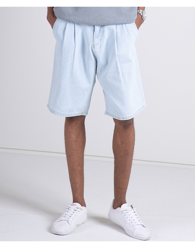 스트라이크 Washed Denim Wide Fit Shorts (3COLOR) 착용컷