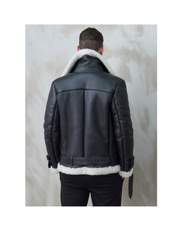 스트라이크 램스킨 무톤 라이더 재킷 Lambskin Mouton Rider Jacket (BLACK) 착용컷