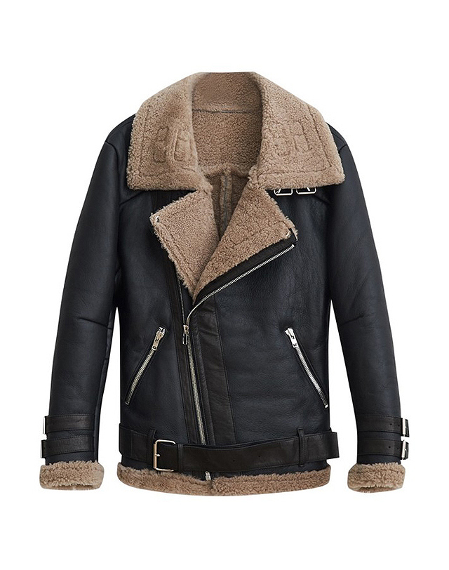 스트라이크 램스킨 무톤 라이더 재킷 Lambskin Mouton Rider Jacket (BLACK) 착용컷
