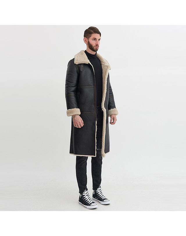 스트라이크 밀란 파이니스트 쉐어링 롱 코트 Milan Finest Shearling Long Coat (BLACK) 착용컷
