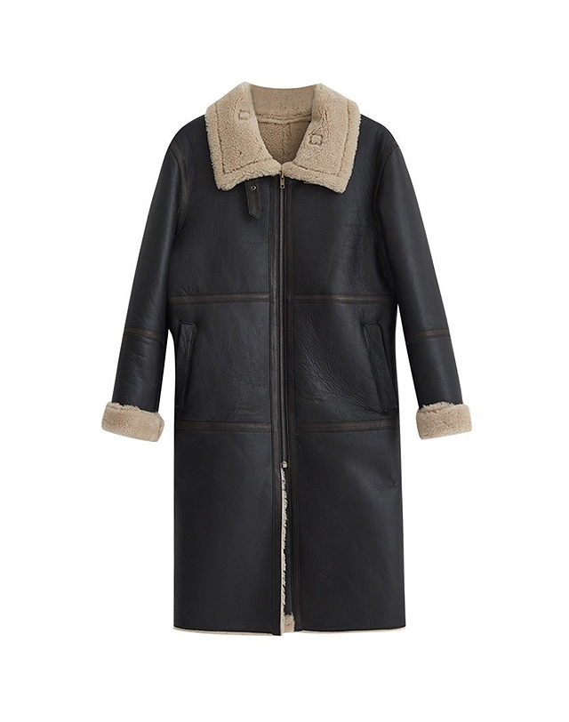 스트라이크 밀란 파이니스트 쉐어링 롱 코트 Milan Finest Shearling Long Coat (BLACK) 착용컷