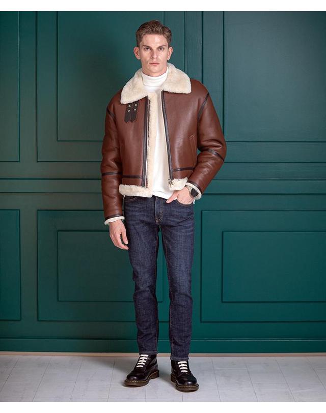 스트라이크 아우라노스 램스킨 쉐어링 재킷 Ouranos Lambskin Shearling Jacket (BROWN) 착용컷