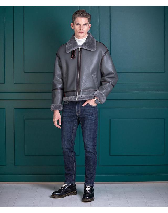 스트라이크 아우라노스 램스킨 쉐어링 재킷 Ouranos Lambskin Shearling Jacket (GREY) 착용컷