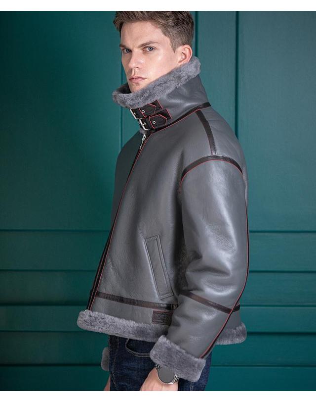 스트라이크 아우라노스 램스킨 쉐어링 재킷 Ouranos Lambskin Shearling Jacket (GREY) 착용컷