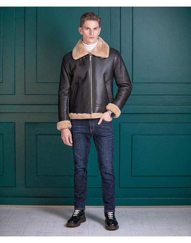 스트라이크 크리오스 램스킨 쉐어링 재킷 Krios Lambskin Shearling Jacket (BROWN) 착용컷
