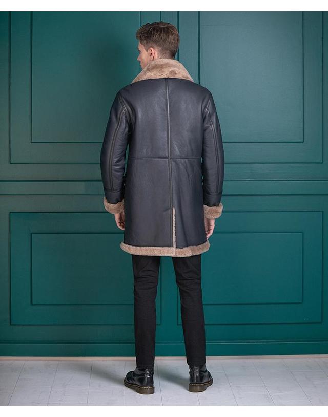 스트라이크 아틀라스 램스킨 쉐어링 코트 Atlas Lambskin Shearling Coat (NAVY) 착용컷
