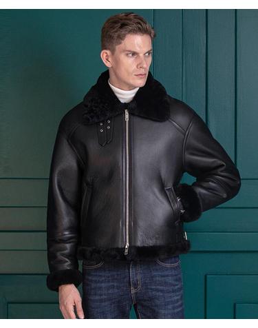 카이로스 램스킨 시어링 무톤 재킷 Kairos Lambskin Shearling Mouton Jacket (BLACK)
