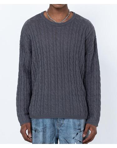 럭스 트위스트 케이블 니트 Luxe Twist Cable Knit (CHARCOAL)