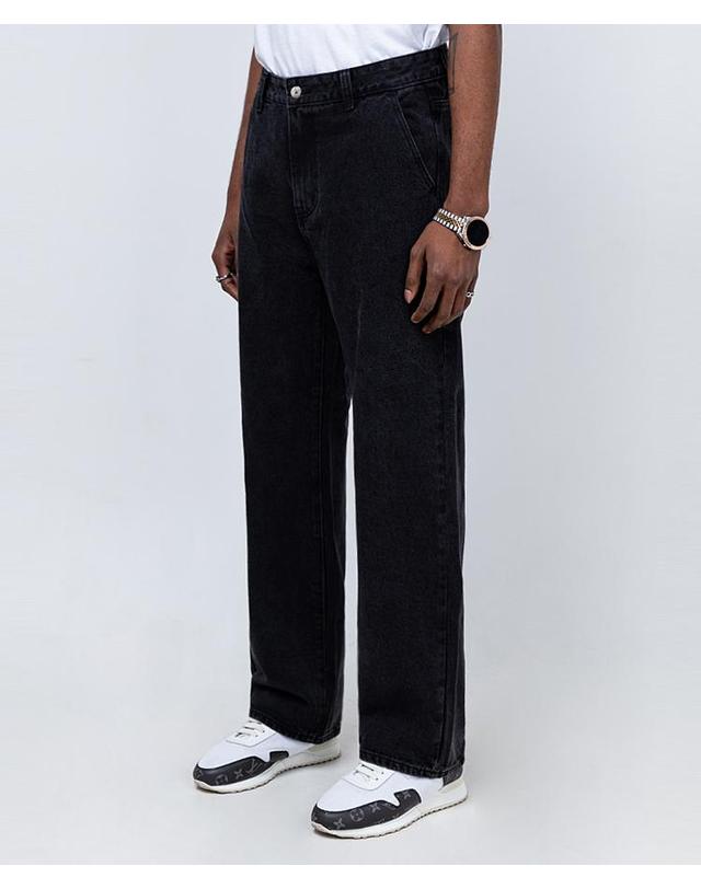 스트라이크 블랙 페이디드 워시 릴랙스 진 Black Faded Wash Relaxed Jeans 착용컷