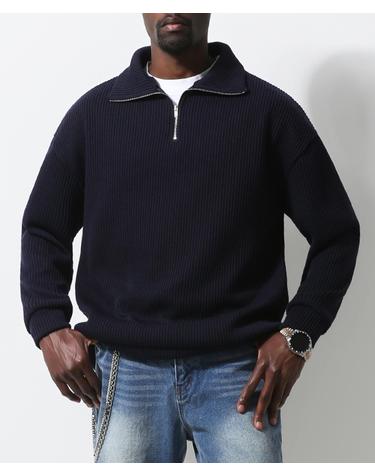 볼륨 리브 하프 지퍼 풀오버 Volume Rib Half Zip Pullover (NAVY)
