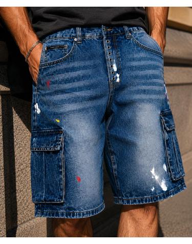 아틀리에 페인티드 카고 데님 쇼츠 Atelier Painted Cargo Denim Shorts