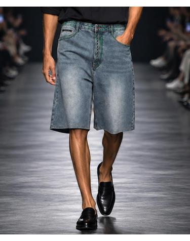 아틀리에 그린 워싱 아일렛 데님 버뮤다 쇼츠 Atelier Green Washed Eyelet Bermuda Shorts