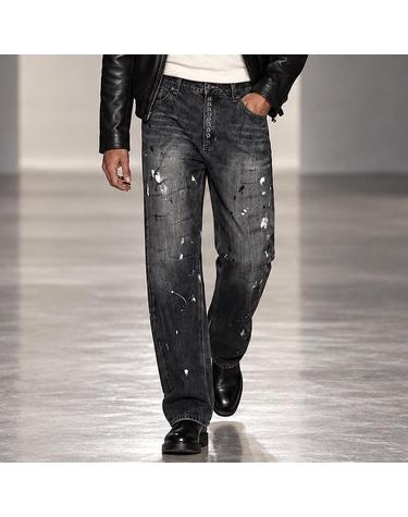 아틀리에 페이디드 페인트 아일렛 진 Atelier Faded Paint Eyelet Jeans (BLACK)