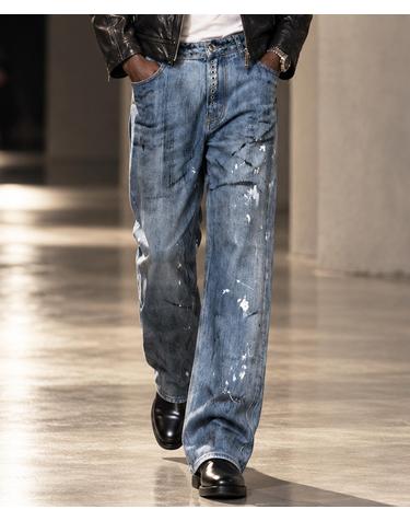 아틀리에 페이디드 페인트 아일렛 진 Atelier Faded Paint Eyelet Jeans (BLUE)