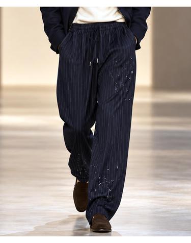 아틀리에 스트라이프 와이드 트라우저스 Atelier Stripe Wide Trousers (NAVY)