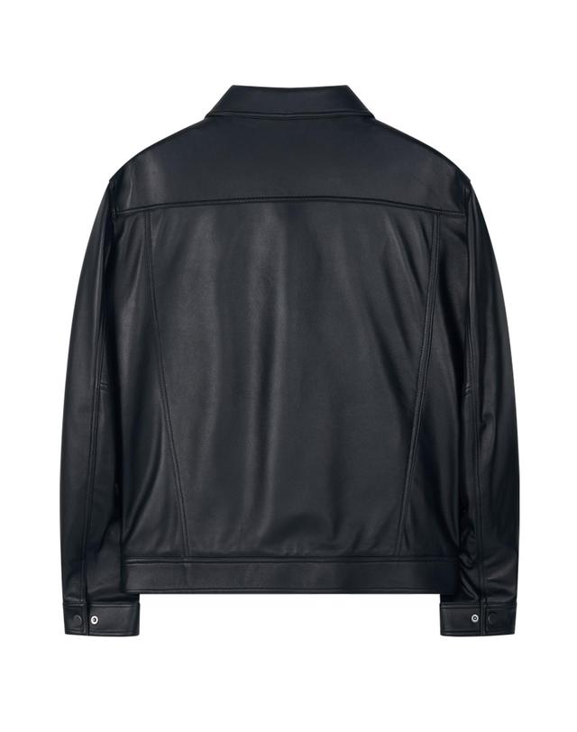 스트라이크 패널 지퍼 램스킨 자켓 Panel Zip Lambskin Jacket (BLACK) 착용컷