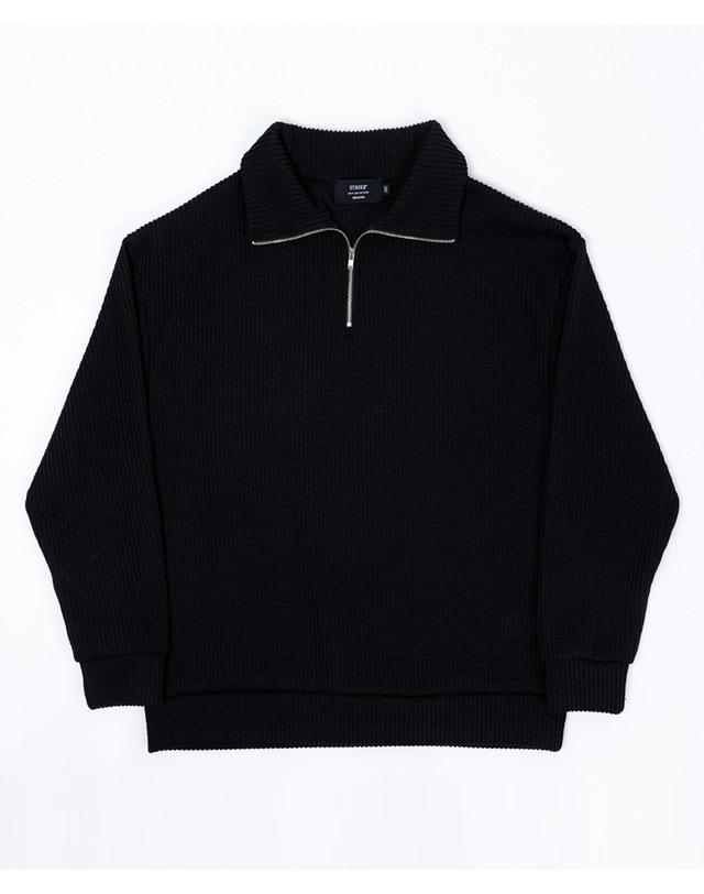 스트라이크 볼륨 리브 하프 지퍼 풀오버 Volume Rib Half Zip Pullover (BLACK) 착용컷
