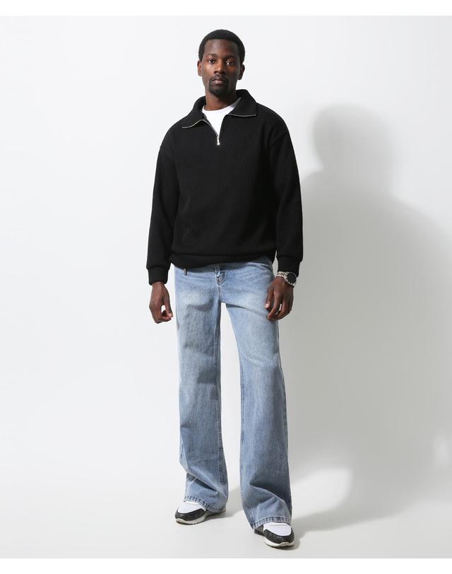 스트라이크 볼륨 리브 하프 지퍼 풀오버 Volume Rib Half Zip Pullover (BLACK) 착용컷