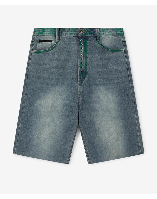 스트라이크 아틀리에 그린 워싱 아일렛 데님 버뮤다 쇼츠 Atelier Green Washed Eyelet Bermuda Shorts 착용컷