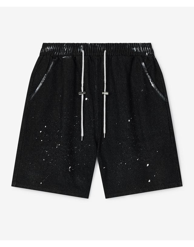 스트라이크 아틀리에 페인티드 릴랙스드 데님 쇼츠 Atelier Painted Relaxed Denim Shorts (BLACK) 착용컷