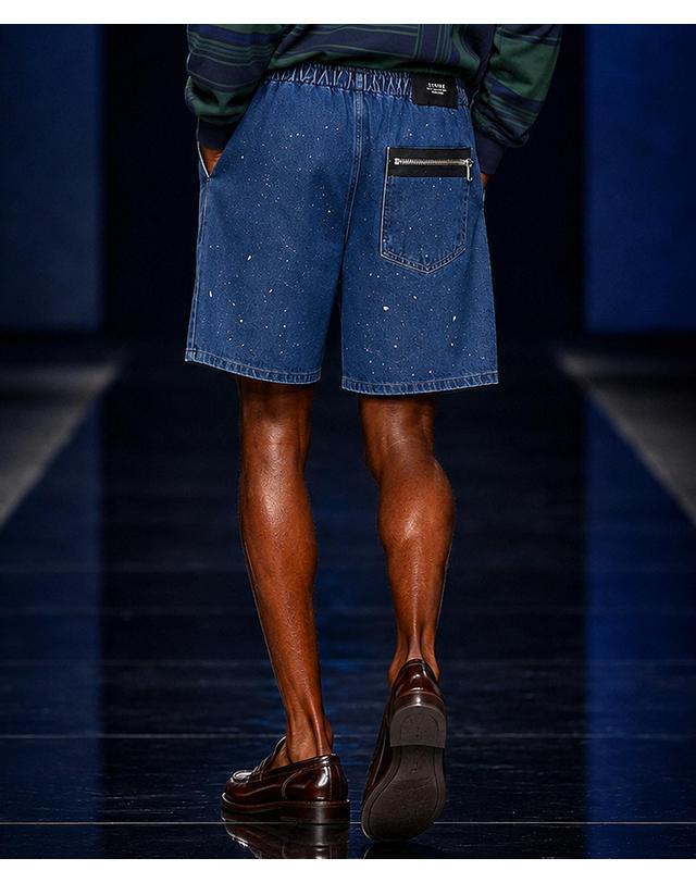 스트라이크 아틀리에 페인티드 릴랙스드 데님 쇼츠 Atelier Painted Relaxed Denim Shorts (BLUE) 착용컷