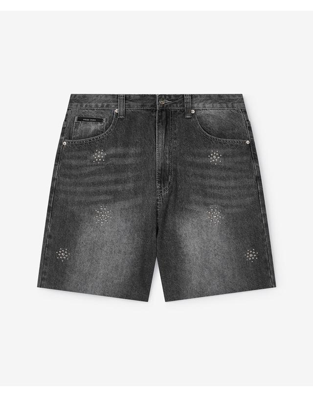 스트라이크 아틀리에 스터디드 데님 컷오프 쇼츠 Atelier Studded Denim Cut-Off Shorts (CHARCOAL) 착용컷