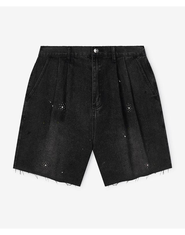 스트라이크 아틀리에 주얼드 워시드 데님 쇼츠 Atelier Jeweled Washed Denim Shorts (BLACK) 착용컷