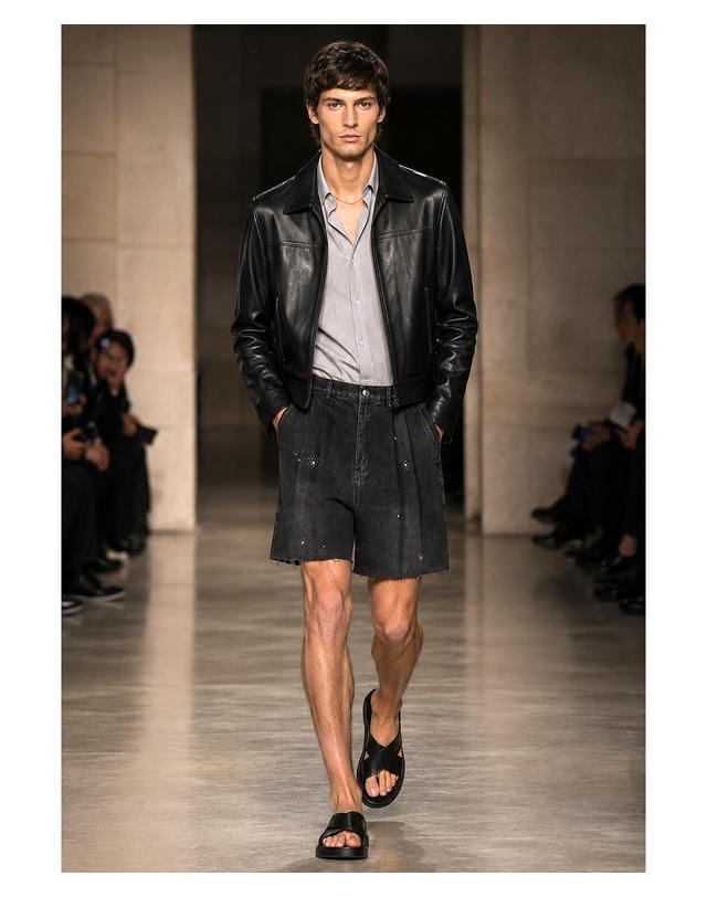 스트라이크 아틀리에 주얼드 워시드 데님 쇼츠 Atelier Jeweled Washed Denim Shorts (BLACK) 착용컷