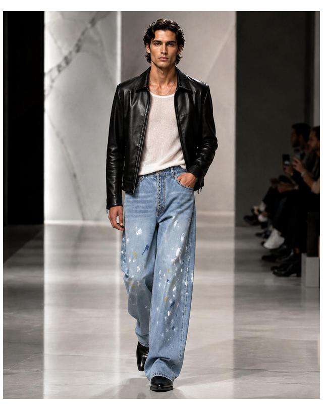 스트라이크 아틀리에 페인티드 아일렛 와이드 진 Atelier Painted Eyelet Wide Jeans 착용컷