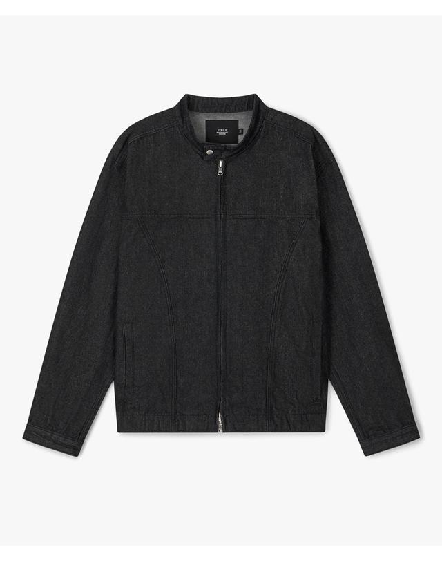 스트라이크 커브드 패널 데님 재킷 Curved Panel Denim Jacket (BLACK) 착용컷