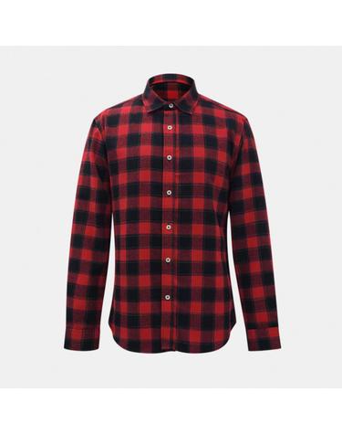 Cotton Check Rainbow Stitch Slim Fit Shirt (RED)