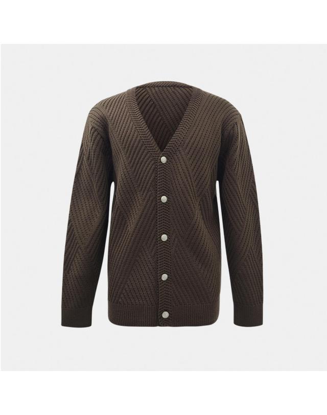 스트라이크 Wool Cable Knit Cardigan (BROWN) 착용컷