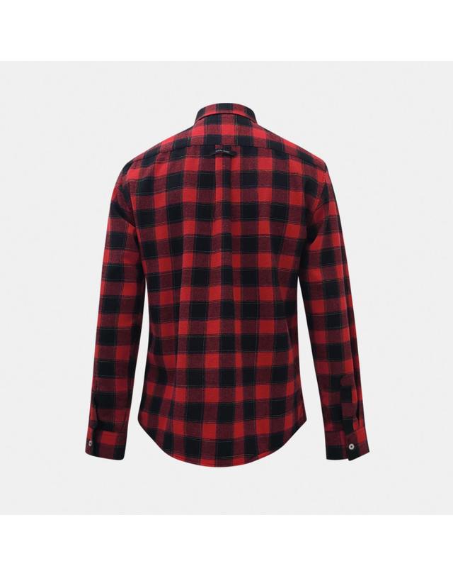 스트라이크 Cotton Check Rainbow Stitch Slim Fit Shirt (RED) 착용컷
